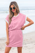 Casual Chic Textured Knit Contrast Trim Crewneck Tee And Pocketed Skirt Set